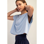 VISCOSE MODAL OPEN BACK TOP: Mist Blue