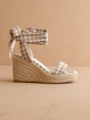 Latte Gingham Wrap Wedge