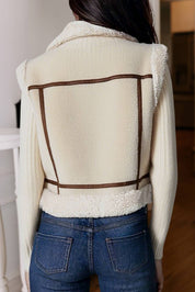 Sherpa Lined Faux Suede Lapel Collar Vest