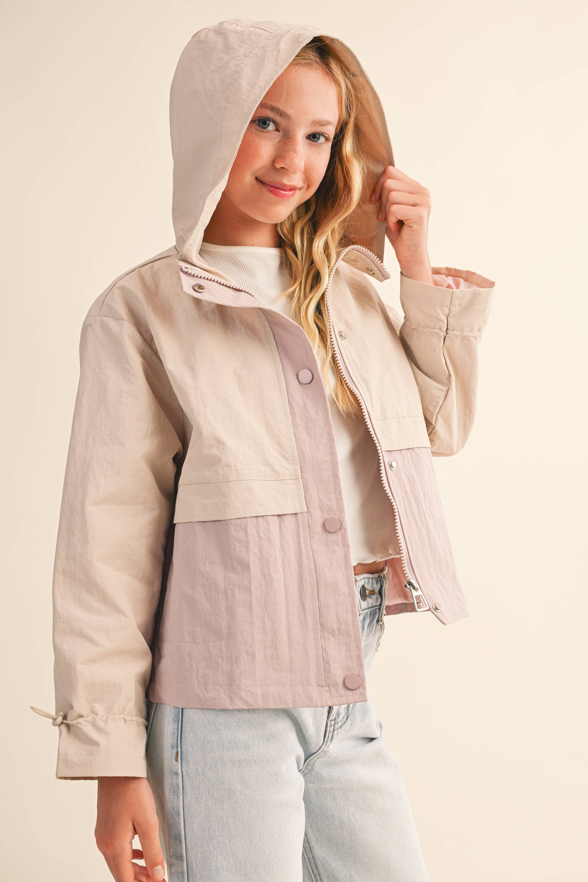 TWEEN GIRLS KIDS HOODED WINDBREAKER