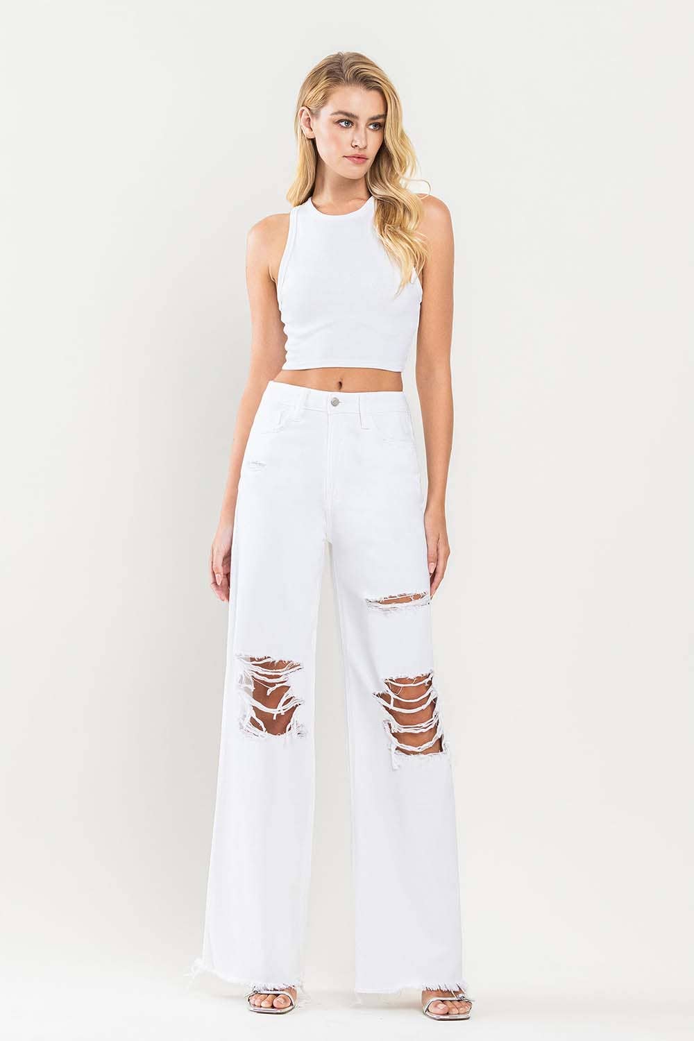 90'S VINTAGE SUPER HIGH RISE LOOSE JEANS | White