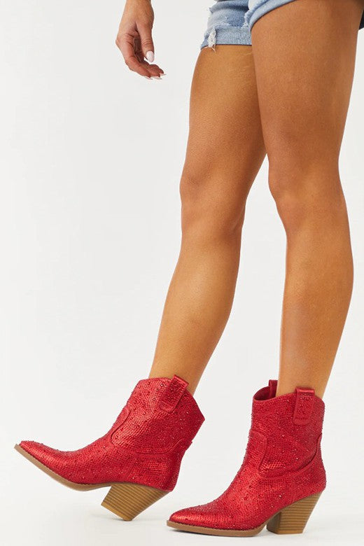 SPARKLE STONE CALF BOOT - RED