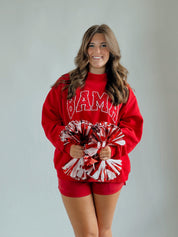 Bama Crimson Tide Polka Dot Puff Wknd Mock Neck Sweatshirt