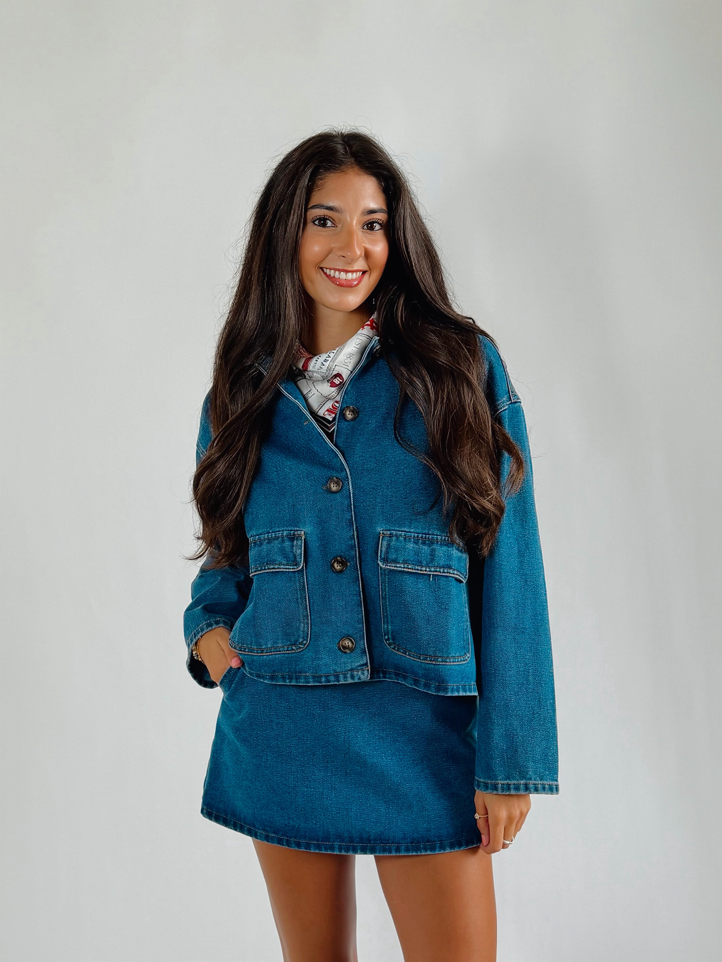 Collared Boxy Denim Jacket