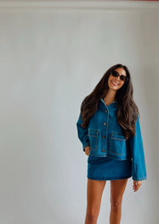 Collared Boxy Denim Jacket