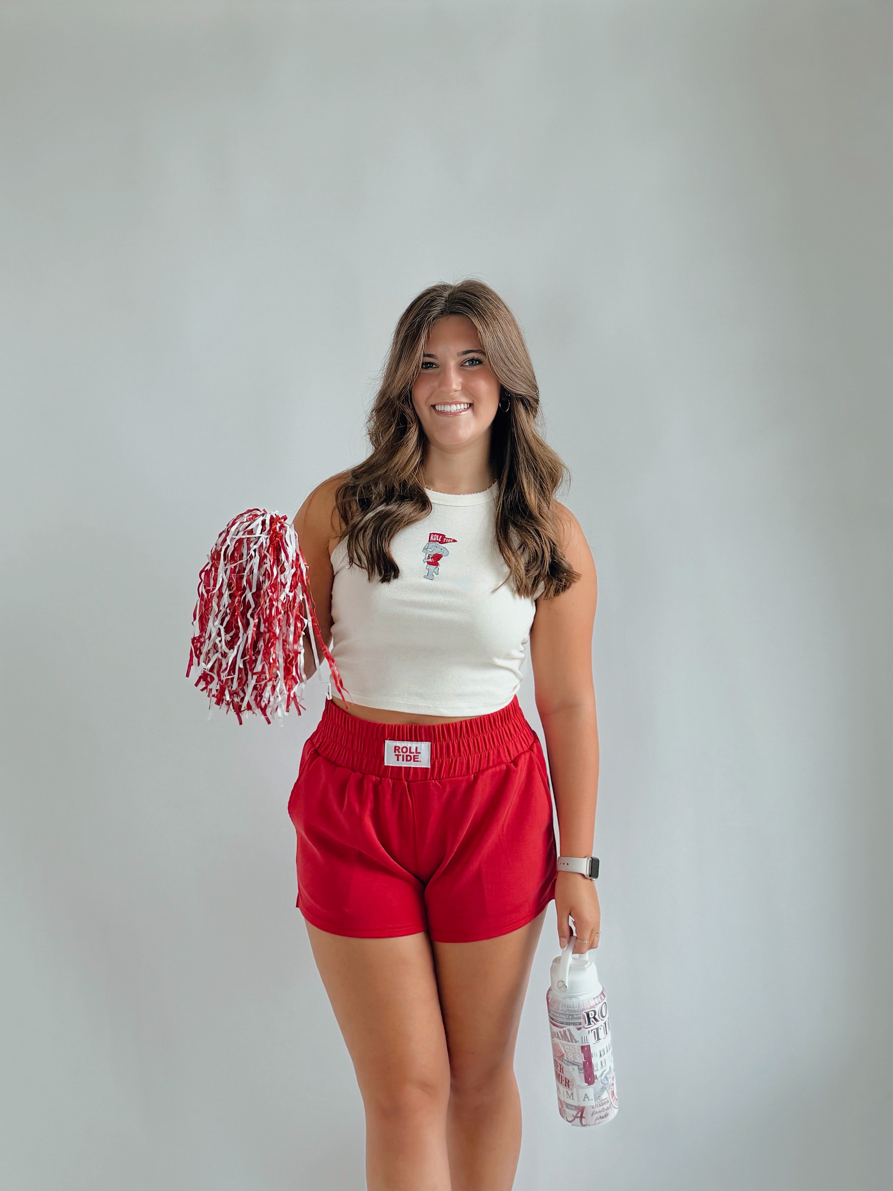 Bama Crimson Tide Mascot Flag Off White Micro Cropped Tank