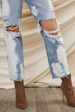 Kancan High Rise Distressed Boyfriend Jean - Bleach Effect