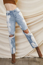 Kancan High Rise Distressed Boyfriend Jean - Bleach Effect