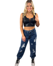 Plaid Platform High Top Sneaker - Gray