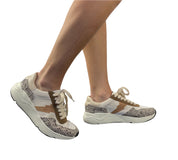 Lightening Sneaker With Tweed Trim - Camel